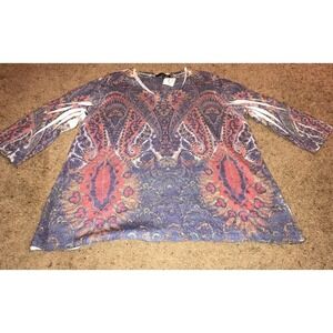 Women's size 2X beautiful shirt‎ by Level Eight Plus purple Multi 3/4 Sleeve NWT